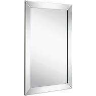 Hamilton Hills Large Flat Framed Wall Mirror with 2 Inch Edge Beveled Mirror Frame | Premium Silver Backed Glass Panel | Vanity, Bedroom, or Bathroom | Mirrored Rectangle Hangs Horizontal or Vert