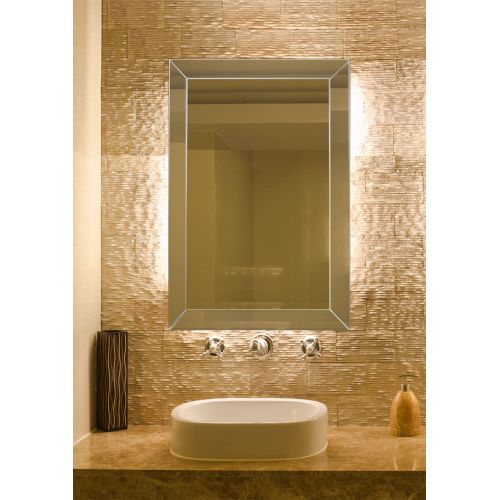  Hamilton Hills Large Flat Framed Wall Mirror with 2 Inch Edge Beveled Mirror Frame | Premium Silver Backed Glass Panel | Vanity, Bedroom, or Bathroom | Mirrored Rectangle Hangs Horizontal or Vert