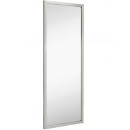 Hamilton Hills Commercial Restroom Full Length Wall Mirror | Contemporary Industrial Strength | Brushed Metal Silver Rectangle Mirrored Glass | Vanity, Bedroom or Restroom Horizontal & Vertical (