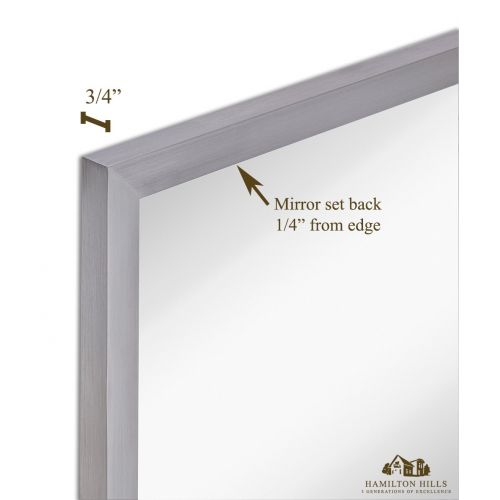  Hamilton Hills Commercial Restroom Full Length Wall Mirror | Contemporary Industrial Strength | Brushed Metal Silver Rectangle Mirrored Glass | Vanity, Bedroom or Restroom Horizontal & Vertical (