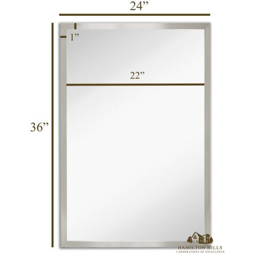  Hamilton Hills Commercial Restroom Full Length Wall Mirror | Contemporary Industrial Strength | Brushed Metal Silver Rectangle Mirrored Glass | Vanity, Bedroom or Restroom Horizontal & Vertical (