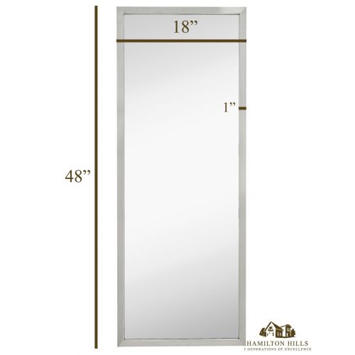  Hamilton Hills Commercial Restroom Full Length Wall Mirror | Contemporary Industrial Strength | Brushed Metal Silver Rectangle Mirrored Glass | Vanity, Bedroom or Restroom Horizontal & Vertical (