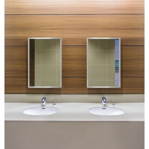  Hamilton Hills Commercial Restroom Full Length Wall Mirror | Contemporary Industrial Strength | Brushed Metal Silver Rectangle Mirrored Glass | Vanity, Bedroom or Restroom Horizontal & Vertical (