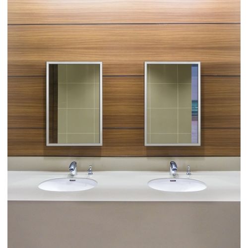  Hamilton Hills Commercial Restroom Full Length Wall Mirror | Contemporary Industrial Strength | Brushed Metal Silver Rectangle Mirrored Glass | Vanity, Bedroom or Restroom Horizontal & Vertical (