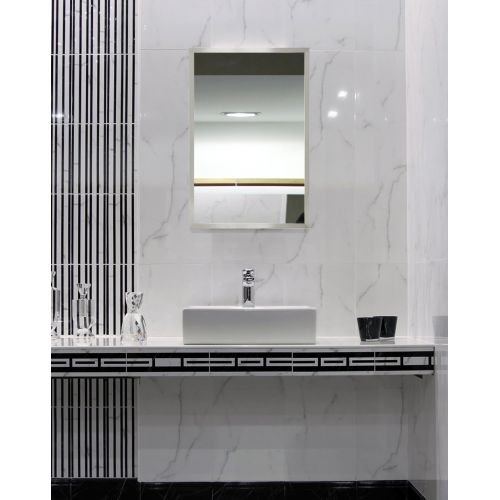  Hamilton Hills Commercial Restroom Full Length Wall Mirror | Contemporary Industrial Strength | Brushed Metal Silver Rectangle Mirrored Glass | Vanity, Bedroom or Restroom Horizontal & Vertical (