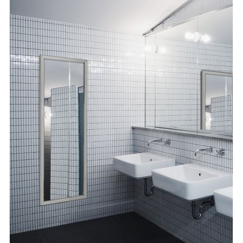  Hamilton Hills Commercial Restroom Full Length Wall Mirror | Contemporary Industrial Strength | Brushed Metal Silver Rectangle Mirrored Glass | Vanity, Bedroom or Restroom Horizontal & Vertical (