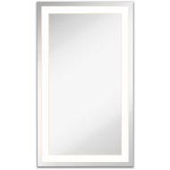 Hamilton Hills Lighted LED Frameless Backlit Wall Mirror | Polished Edge Silver Backed Illuminated Frosted Rectangle Mirrored Plate | Commercial Grade Vanity or Bathroom Hanging Rectangle Vertica