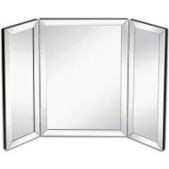 Hamilton Hills Trifold Vanity Mirror | Solid Hinged Sided Tri-fold Beveled Mirrored Edges | 3 Way Hangable on Wall or Tabletop Cosmetic & Makeup Mirror 21 x 30
