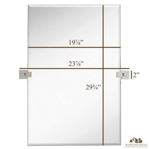  Hamilton Hills Large Squared Modern Pivot Rectangle Mirror with Polished Chrome Wall Anchors | Silver Backed Adjustable Moving & Tilting Wall Mirror | 24 x 36 Inches