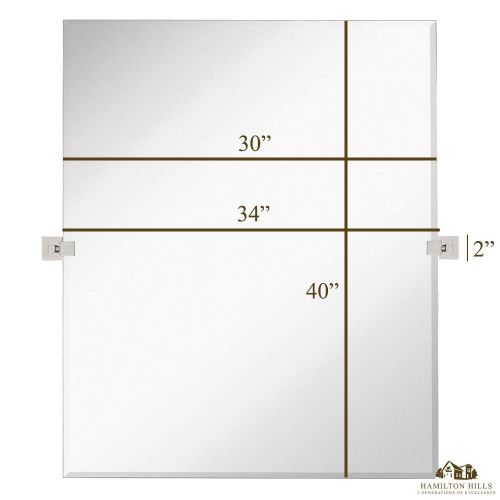  Hamilton Hills Large Squared Modern Pivot Rectangle Mirror with Polished Chrome Wall Anchors | Silver Backed Adjustable Moving & Tilting Wall Mirror | 24 x 36 Inches