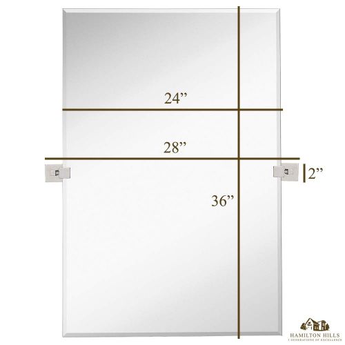  Hamilton Hills Large Squared Modern Pivot Rectangle Mirror with Polished Chrome Wall Anchors | Silver Backed Adjustable Moving & Tilting Wall Mirror | 24 x 36 Inches