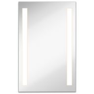 Hamilton Hills Lighted LED Frameless Backlit Wall Mirror | Polished Edge Silver Backed Illuminated 2 Frosted Line Vertical Mirrored Plate | Commercial Grade | Vanity or Bathroom Hanging Rectangle