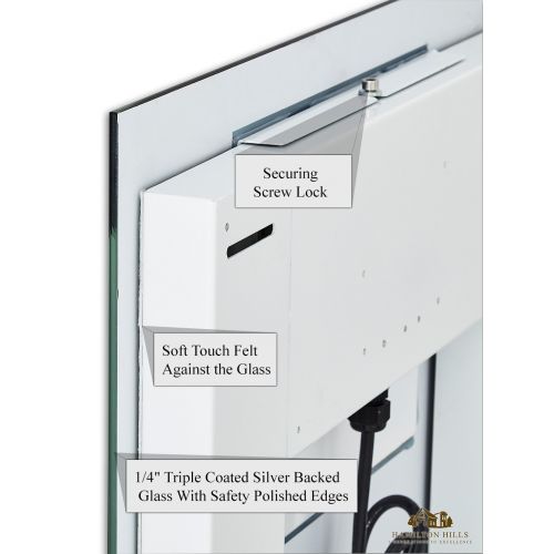  Hamilton Hills Lighted LED Frameless Backlit Wall Mirror | Polished Edge Silver Backed Illuminated 2 Frosted Line Vertical Mirrored Plate | Commercial Grade | Vanity or Bathroom Hanging Rectangle