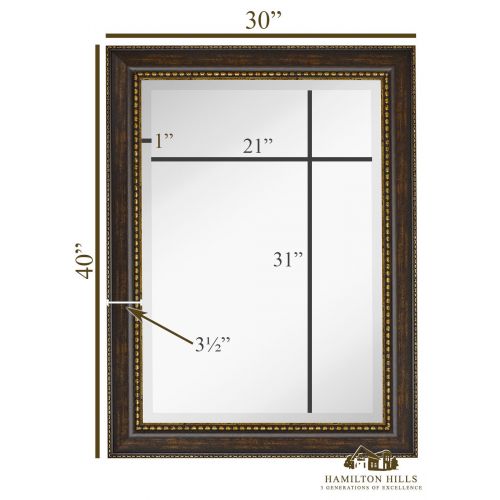  Hamilton Hills NEW Large Embellished Transitional Rectangle Wall Mirror | Luxury Designer Accented Frame | Solid Beveled Glass| Made In USA | Vanity, Bedroom, or Bathroom | Hangs Horizontal or Ve