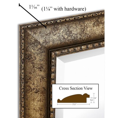  Hamilton Hills NEW Large Embellished Transitional Rectangle Wall Mirror | Luxury Designer Accented Frame | Solid Beveled Glass| Made In USA | Vanity, Bedroom, or Bathroom | Hangs Horizontal or Ve