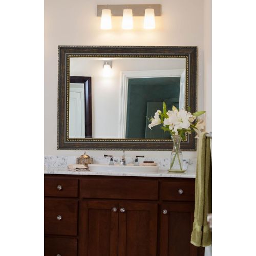 Hamilton Hills NEW Large Embellished Transitional Rectangle Wall Mirror | Luxury Designer Accented Frame | Solid Beveled Glass| Made In USA | Vanity, Bedroom, or Bathroom | Hangs Horizontal or Ve