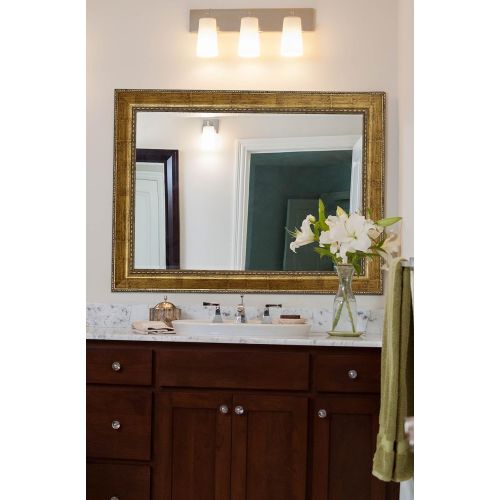  Hamilton Hills NEW Large Embellished Transitional Rectangle Wall Mirror | Luxury Designer Accented Frame | Solid Beveled Glass| Made In USA | Vanity, Bedroom, or Bathroom | Hangs Horizontal or Ve