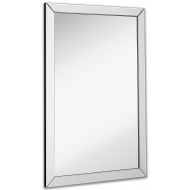 Hamilton Hills Large Flat Framed Wall Mirror with 2 Inch Edge Beveled Mirror Frame | Premium Silver Backed Glass Panel | Vanity, Bedroom, or Bathroom | Mirrored Rectangle Hangs Horizontal or Vert