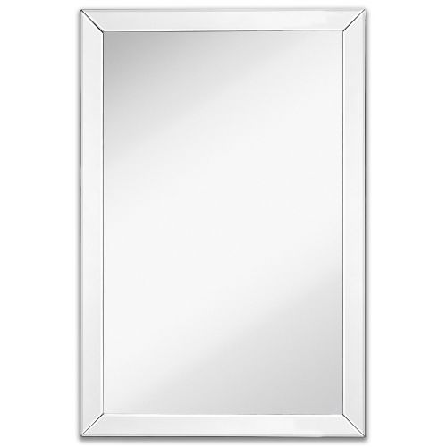  Hamilton Hills Large Flat Framed Wall Mirror with 2 Inch Edge Beveled Mirror Frame | Premium Silver Backed Glass Panel | Vanity, Bedroom, or Bathroom | Mirrored Rectangle Hangs Horizontal or Vert