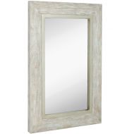 Hamilton Hills Large White Washed Framed Mirror | Beach Distressed Frame | Solid Glass Wall Mirror | Vanity, Bedroom, or Bathroom | Hangs Horizontal or Vertical | 100% (24 x 36)