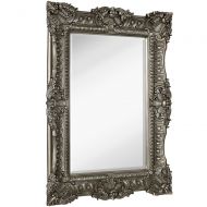 Hamilton Hills Large Ornate Antique Silver Baroque Frame Mirror | Aged Luxury | Elegant Rectangle Wall Piece | Vanity, Bedroom, or Bathroom | Hangs Horizontal or Vertical | 100% (3