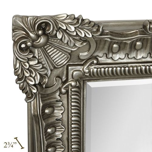  Hamilton Hills Large Ornate Antique Silver Baroque Frame Mirror | Aged Luxury | Elegant Rectangle Wall Piece | Vanity, Bedroom, or Bathroom | Hangs Horizontal or Vertical | 100% (3