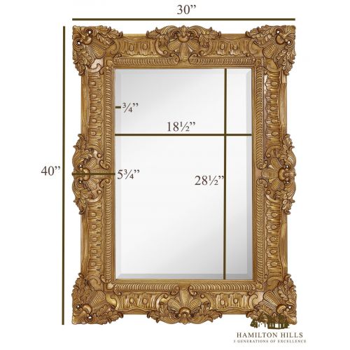  Hamilton Hills Large Ornate Antique Silver Baroque Frame Mirror | Aged Luxury | Elegant Rectangle Wall Piece | Vanity, Bedroom, or Bathroom | Hangs Horizontal or Vertical | 100% (3