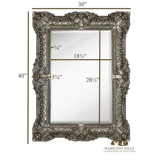  Hamilton Hills Large Ornate White Gloss Baroque Frame Mirror | Aged Luxury | Elegant Rectangle Wall Piece | Vanity, Bedroom, or Bathroom | Hangs Horizontal or Vertical | 100% (30 x