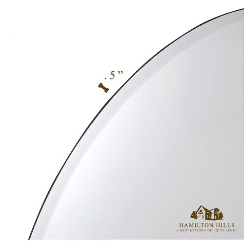  Hamilton Hills Large Simple Round 1 Inch Beveled Circle Wall Mirror | Frameless 30 Inch Diameter Circular MirrorWith a Silver Backed Rounded Mirrored Glass Panel | Best for Vanity, Bedroom, or B