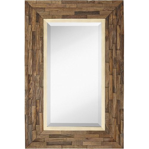  Hamilton Hills Rustic Natural Wood Framed Wall Mirror | Solid Construction Glass Wall Mirror | Vanity, Bedroom, or Bathroom | Hangs Horizontal or Vertical | 100% (24 x 36)