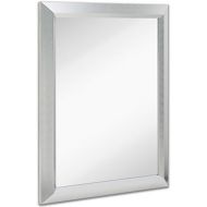 Hamilton Hills Premium Rectangular Brushed Aluminum Wall Mirror | Contemporary Metal Frame Silver Backed Mirrored Glass | Vanity, Bedroom or Bathroom | Rectangle Hangs Horizontal or Vertical (24