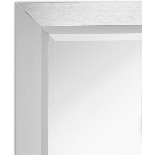  Hamilton Hills Premium Rectangular Brushed Aluminum Wall Mirror | Contemporary Metal Frame Silver Backed Mirrored Glass | Vanity, Bedroom or Bathroom | Rectangle Hangs Horizontal or Vertical (24