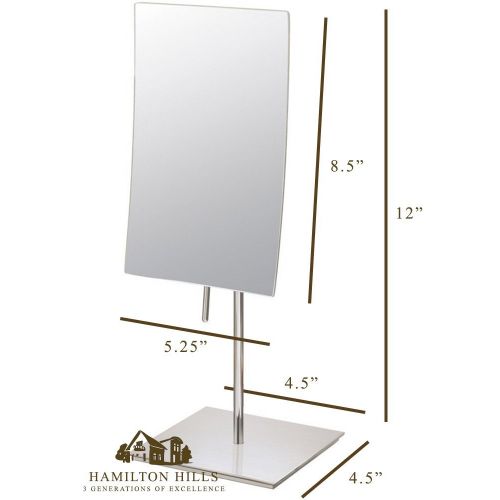  Hamilton Hills 3X Magnified Premium Modern Rectangle Vanity Makeup Mirror 100% Guarantee | Portable Polished Chrome Contemporary Finish | Adjustable Easy Positioning | Best Luxury Quality Magnify