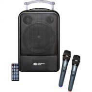 HamiltonBuhl VENU100A Portable PA System with Multi-Format Player & 2 Wireless Handheld Mics