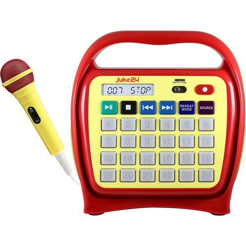  HamiltonBuhl Juke24 Portable Digital Jukebox with CD Player and Karaoke Function (Red and Yellow)