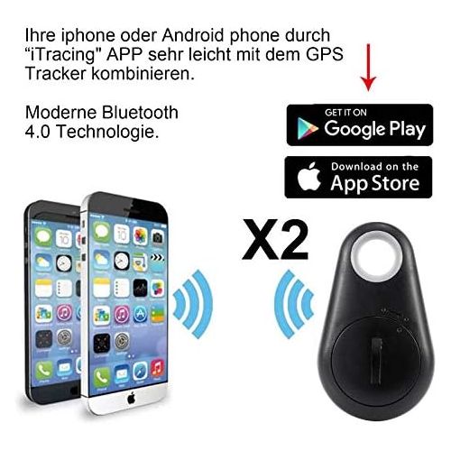  [아마존베스트]Hamimelon Pack of 2 Mini GPS Trackers for Children, Keys, Cars, Dogs - Bluetooth, Universal