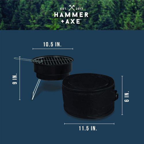  Hammer + Axe 2-Piece Mini Grill Insulated Cooler BBQ Set Travel Cool-Cook Combo