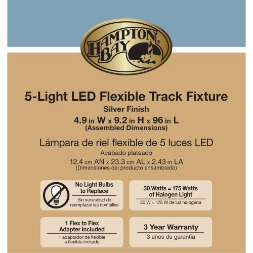  Hampton Bay 8 ft. Silver 5-Light Integrated LED Flex Track Lighting Kit