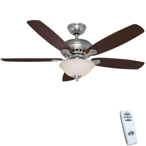  Hampton Bay 52379 Southwind 52 in. LED Indoor Brushed Nickel Ceiling Fan with Light Kit and Remote Control