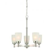 Hampton Bay IUT8115A-3 5-Light Brushed Nickel Chandelier with Frosted Glass Shades