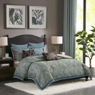 Hampton Hill Urban Chic King Size Bed Comforter Duvet 2-In-1 Set Bed In A Bag - Navy Gold , Paisley  9 Piece Bedding Sets  Cotton Bedroom Comforters