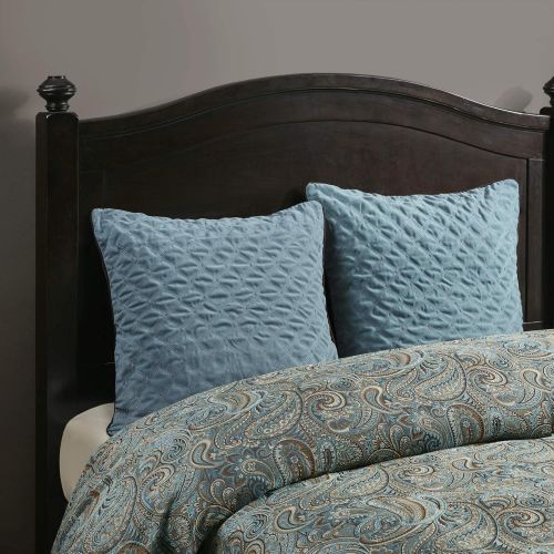  Hampton Hill Urban Chic King Size Bed Comforter Duvet 2-In-1 Set Bed In A Bag - Navy Gold , Paisley  9 Piece Bedding Sets  Cotton Bedroom Comforters