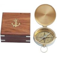 Hampton Nautical Solid Brass Gentlemen's Compass with Rosewood Box, 4