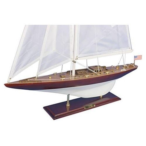  Hampton Nautical Wooden William Fife Model Sailboat Decoration, 35