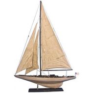 Hampton Nautical Rustic Wooden Intrepid Model Sailing Yacht, 35