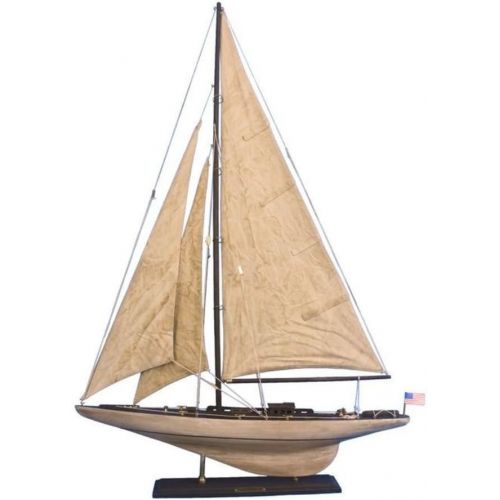  Hampton Nautical Rustic Wooden Intrepid Model Sailing Yacht, 35