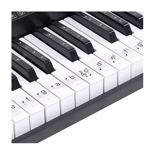  Hamzer 61-Key Electronic Piano Electric Organ Music Keyboard with Stand, Microphone, & Sticker Sheet - Black