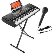 Hamzer 61-Key Electronic Keyboard Portable Digital Music Piano with X-Stand, Microphone & Sticker Set