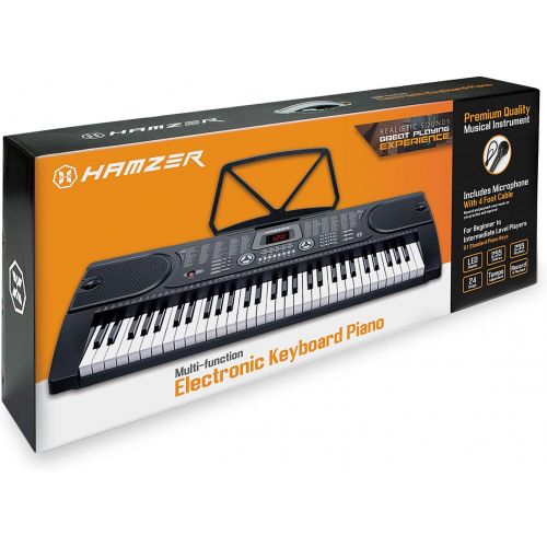  [아마존베스트]Hamzer 61-Key Digital Music Piano Keyboard - Portable Electronic Musical Instrument - with Microphone and Sticker Sheet