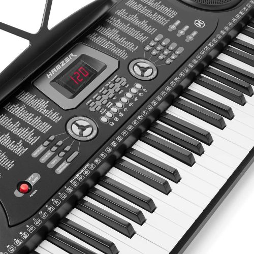  [아마존베스트]Hamzer 61-Key Digital Music Piano Keyboard - Portable Electronic Musical Instrument - with Microphone and Sticker Sheet